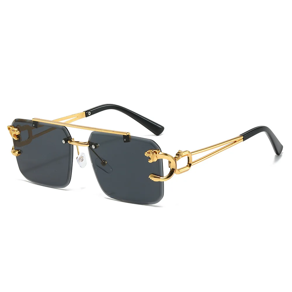 

Square Frameless Glasses Sunglasses for Men, European and American Fashion Leopard Trend Sunglasses for Women
