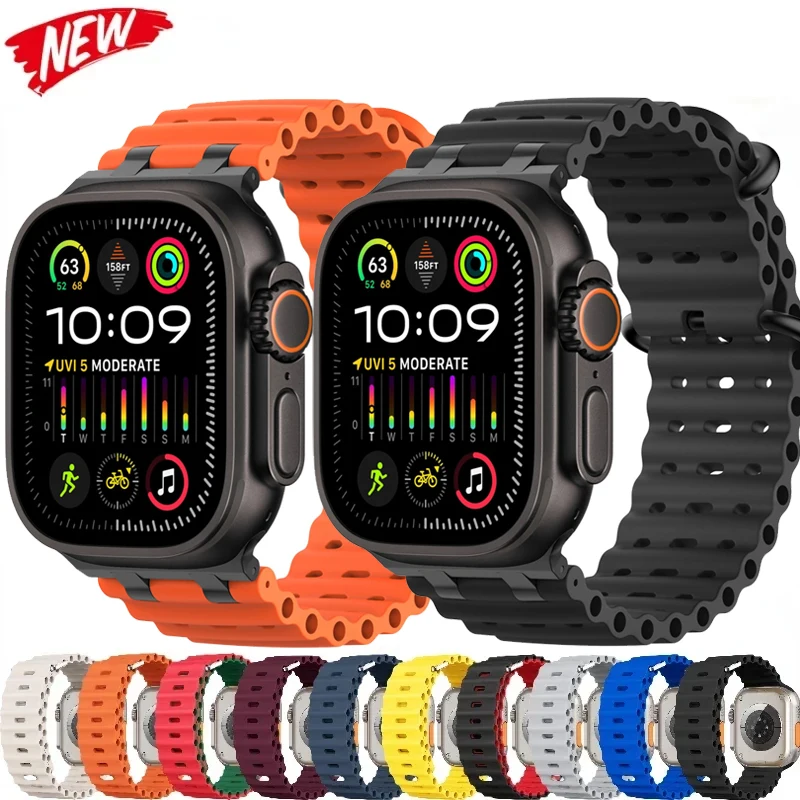 Ocean-Armband für Apple Watch Ultra 3 Band 49mm 11 10 45mm 41mm Silikon-Armband iWatch 9 8 7 SE3 44mm 40mm 46mm Band