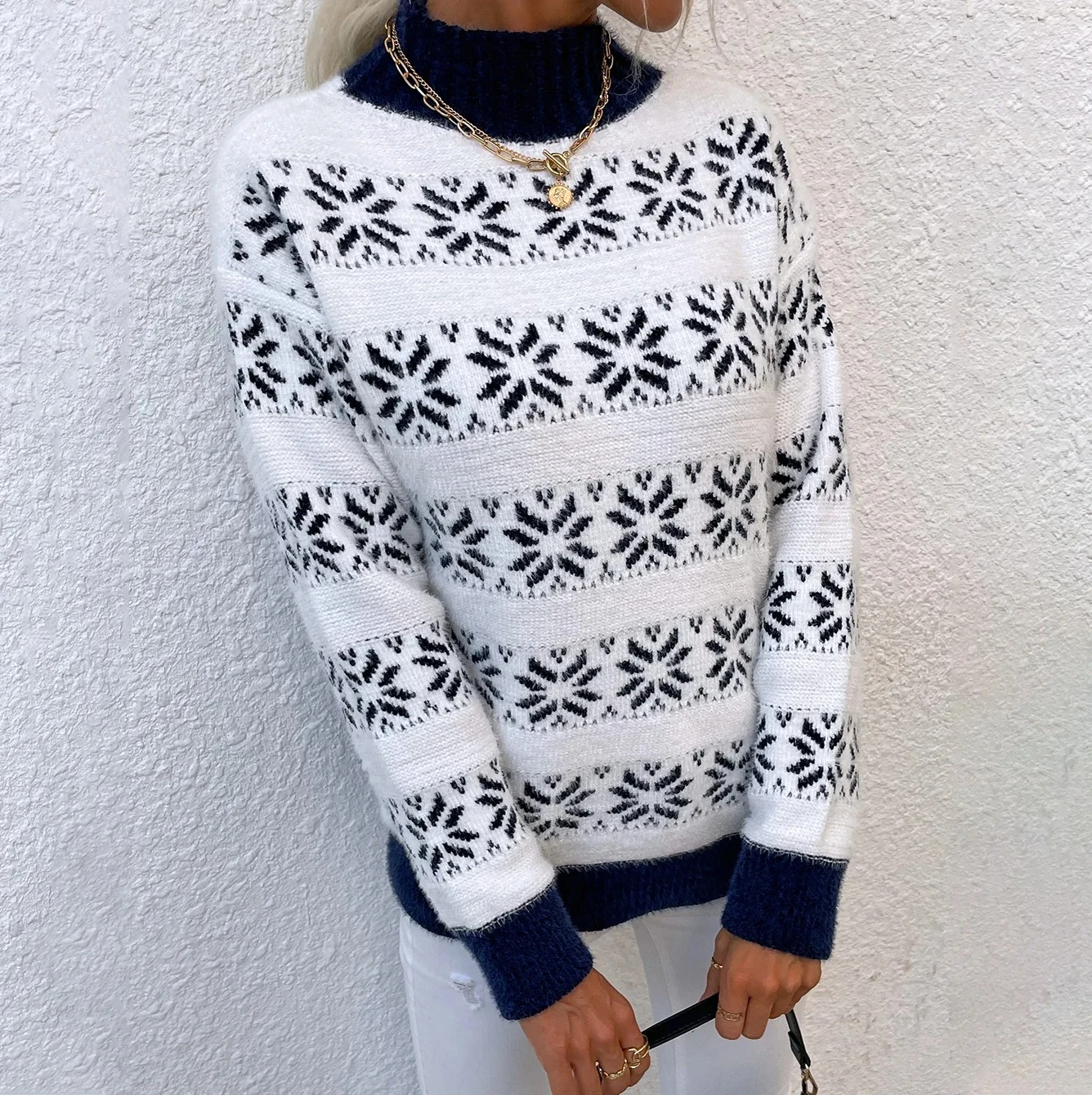 

Cozy Winter Knit Sweater, Women‘s Loose Long Sleeve Pullover, Trendy Vintage Style Knitwear, Casual Everyday Top