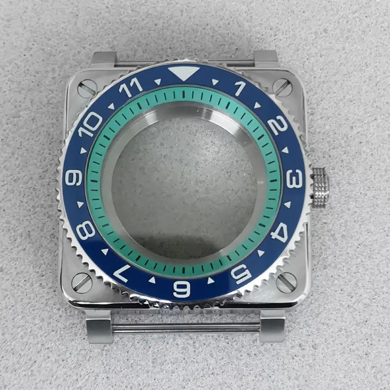 

42mm Square Watch Cases Fashion Bezel Insert Watch Fits for NH35 NH36 Movements Sapphire Crystal Glass Watch Repair Replace