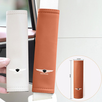 2pcs PU Leather Car Seat Belt Shoulder Cover Safety Belt Protection Pad For Genesis Coupe Logo G70 G80 G90 GV60 GV70 GV80 EV BH