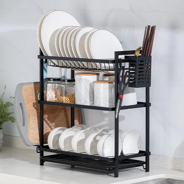 Multifunctional Double-layer Bowl Rack Household Kitchen Sink Side Dishes Chopsticks Storage Detachable Capacity Increase