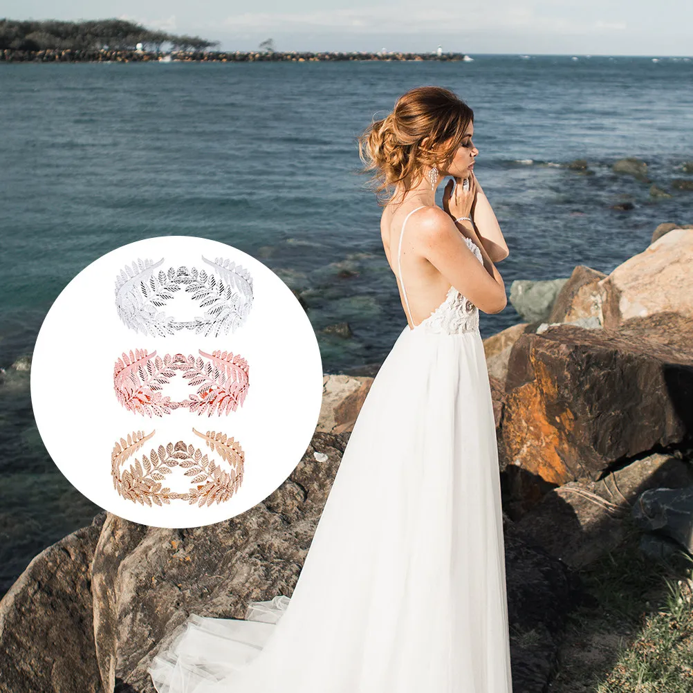 

3Pcs Gold Metal Leaf Hair Hoops Elegant Baroque Headband for Wedding Party Prom Birthday Ceremony Evening Celebration Women Hair