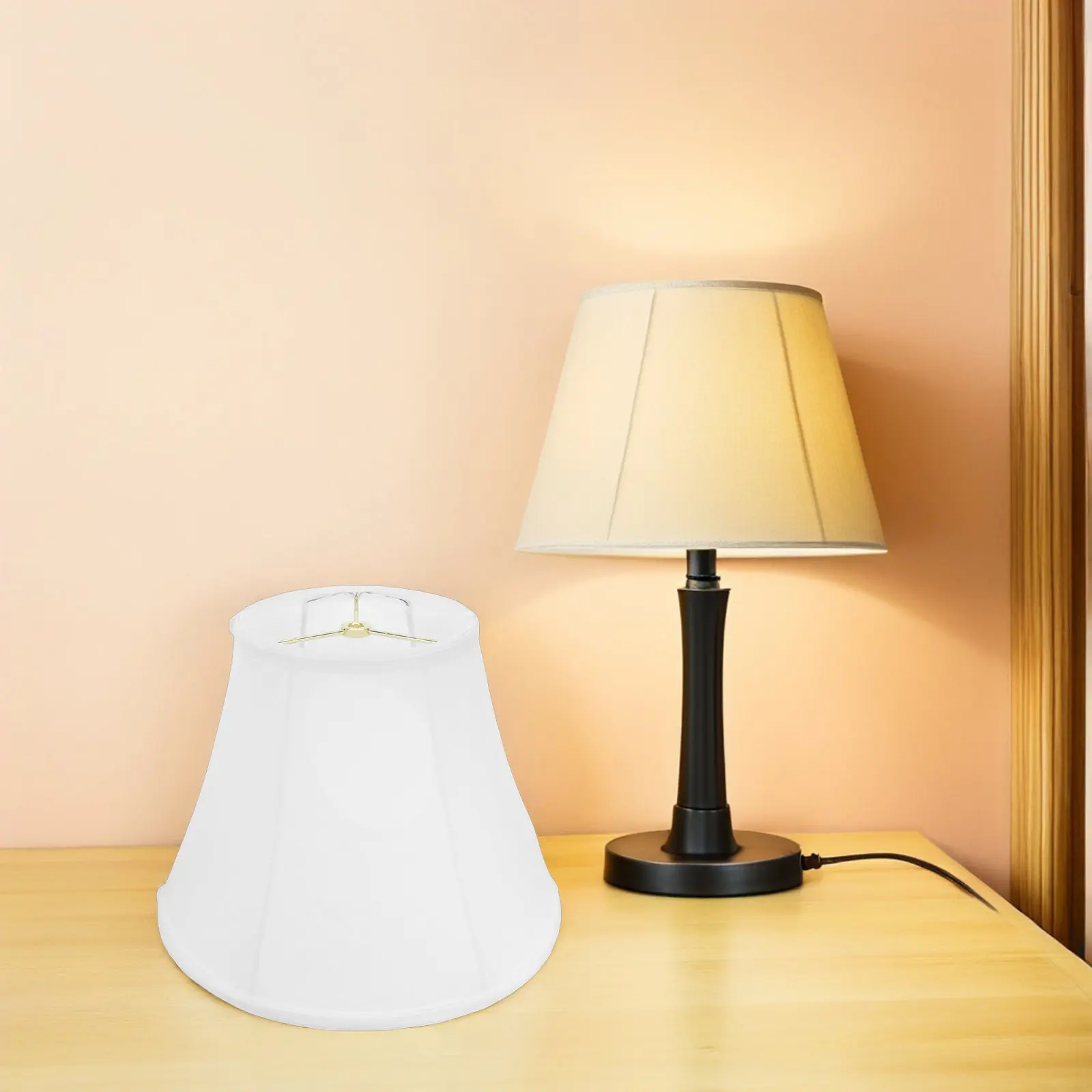 Foldable Tapered Linen Bell Lamp Shade 13x9x7 Replacement Lampshade for Bedroom Living Room Kitchen Decorative Modern Lamp Shade