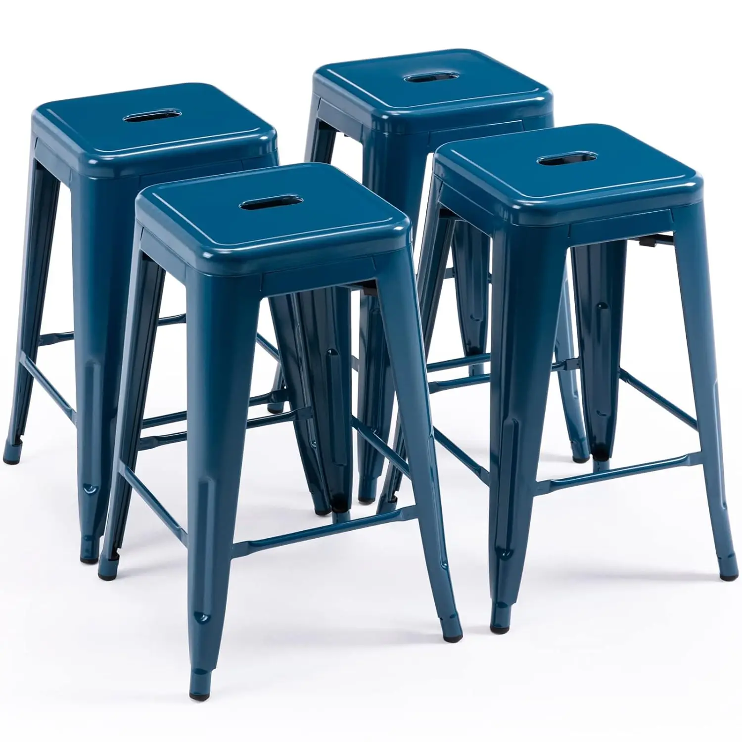 24 Inch Metal Bar Stools Set of 4 Stackable Indoor Outdoor, Customized