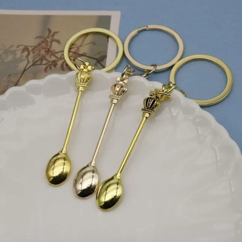 S 1 PCS Spoon Keychain For Filling Vials With Salts Necklace Key Ring Spoon Keychain Teaspoon Pendant Mini Keychain
