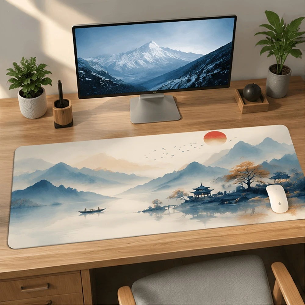 Original landscape print simple desk pad for office use, suitable computer users with large desktops office desk accessories