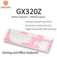 EWEADN GX320Z Game Color Blocking Film Keyboard USD Wired E-sports White Light Office Computer Keyboard Pink