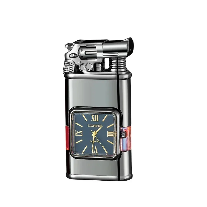 New Quartz Dial Windproof Dual Flame Butane Gas Turbo Torch Lighter Outdoor Portable Hot-Selling Lighter for Men\'s High-end Gift