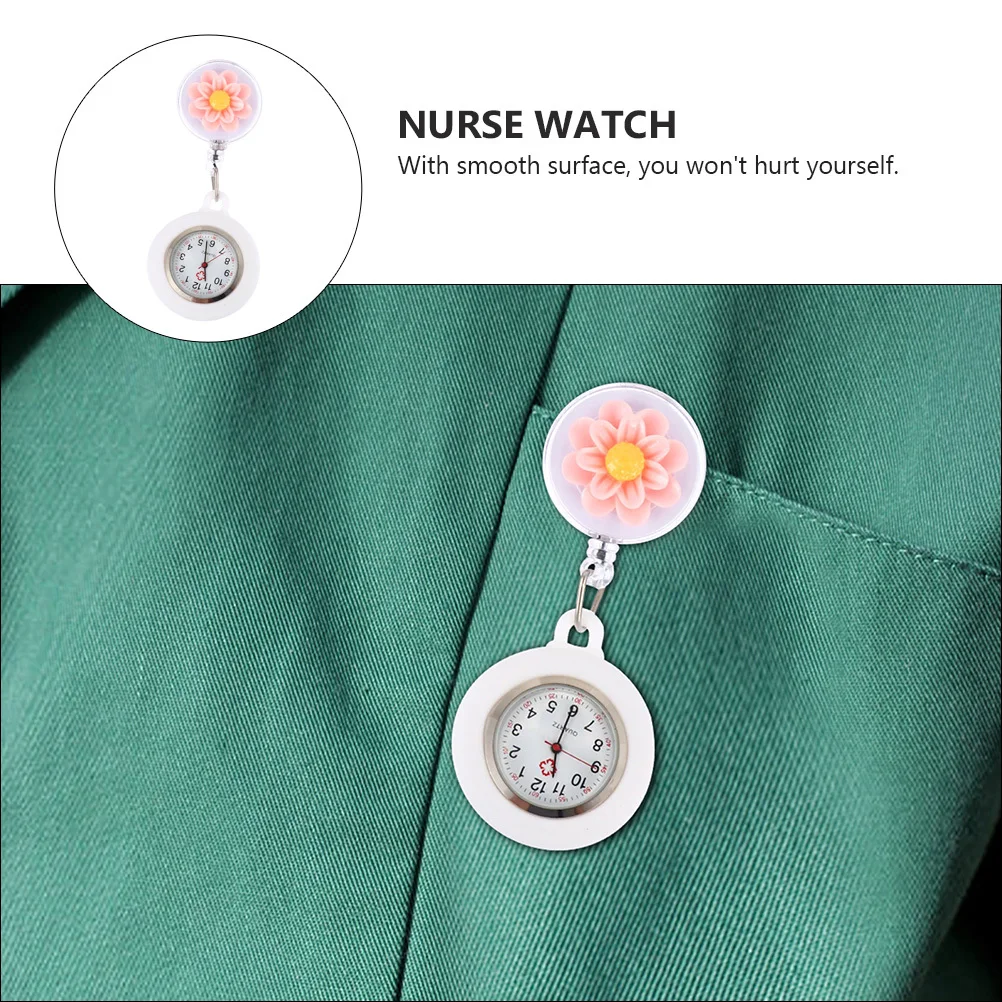 

Fashion Nurse Silicone Cover Retractable Clip On Gift For Women Doctors Lapel Watches Hospital Use