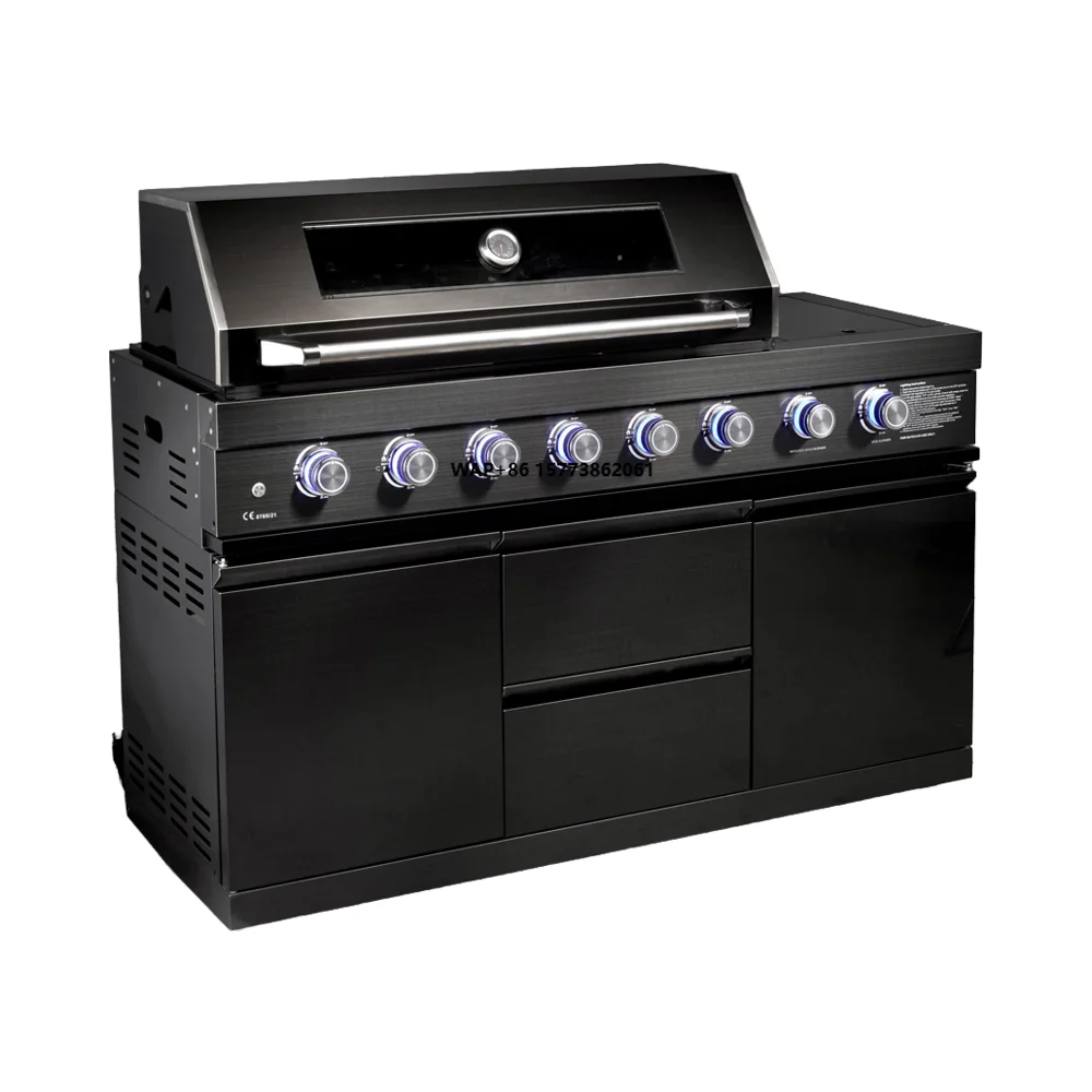 Professional Design Gas Grill Cabinet Stainless Steel Gas BBQ Grill with Side Burner Features Outdoor Indoor Barbecue Cooking