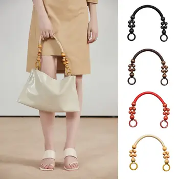 1 adet ahşap boncuk çanta kolu halat yedek çanta kolu omuz kemer kadınlar için çanta DIY çanta aksesuarları yeni moda