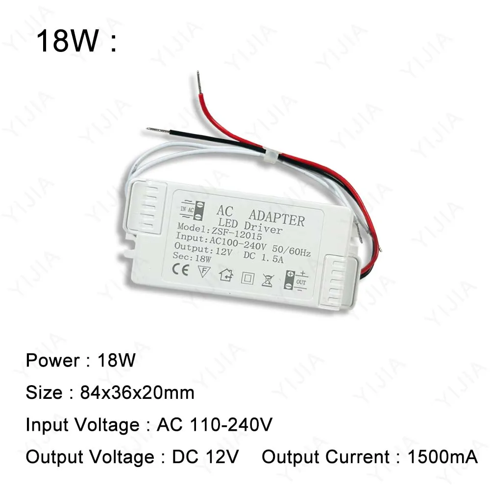 طاقة محرك LED 6 واط 12 واط 24 واط 36 واط 48 واط 60 واط تيار متردد 220 فولت 1 أمبير - 5 أمبير محول إضاءة شريط إضاءة LED #3