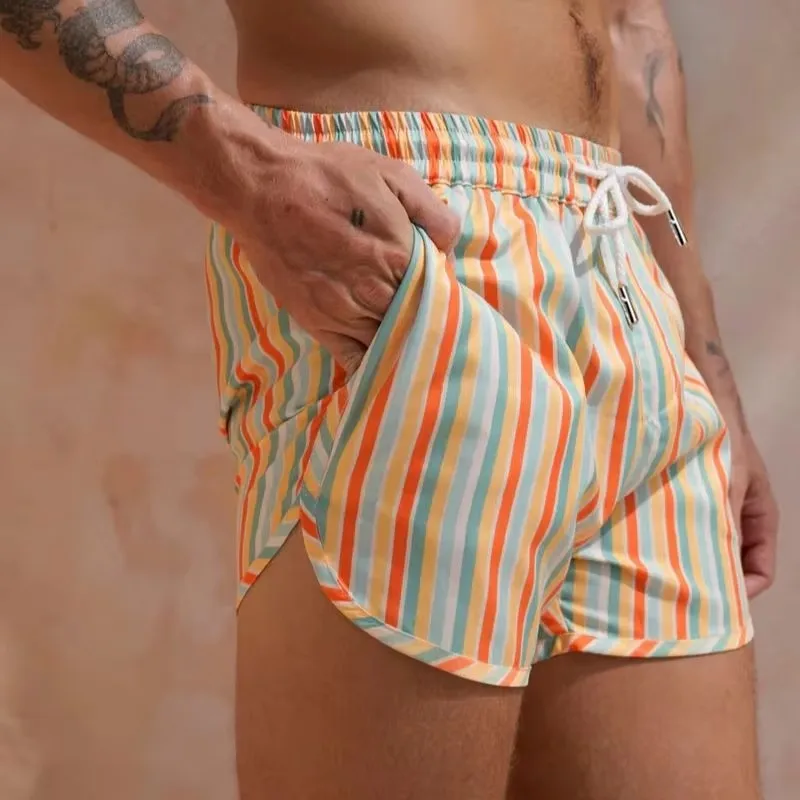 Men's Sports Casual Beach Pants Polyester Woven Quick-Drying Shorts Printed Single-Layer Men Europe And America 2024 New Model
