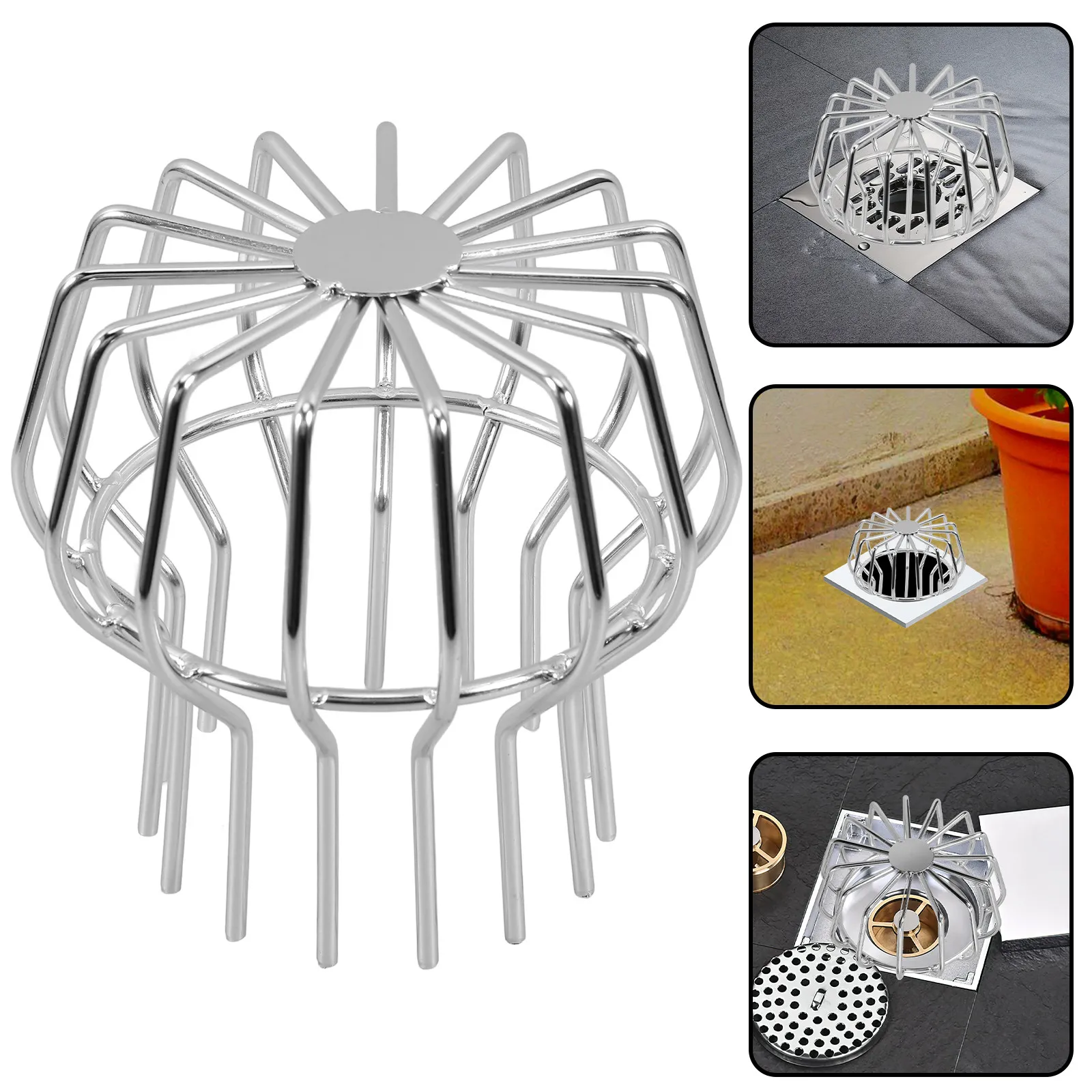 Roof Top Stainless Drain Cover Gutter Guard Filter Rack Downspout Screen for Leaf Food Waste Blockage Prevention Fast Water