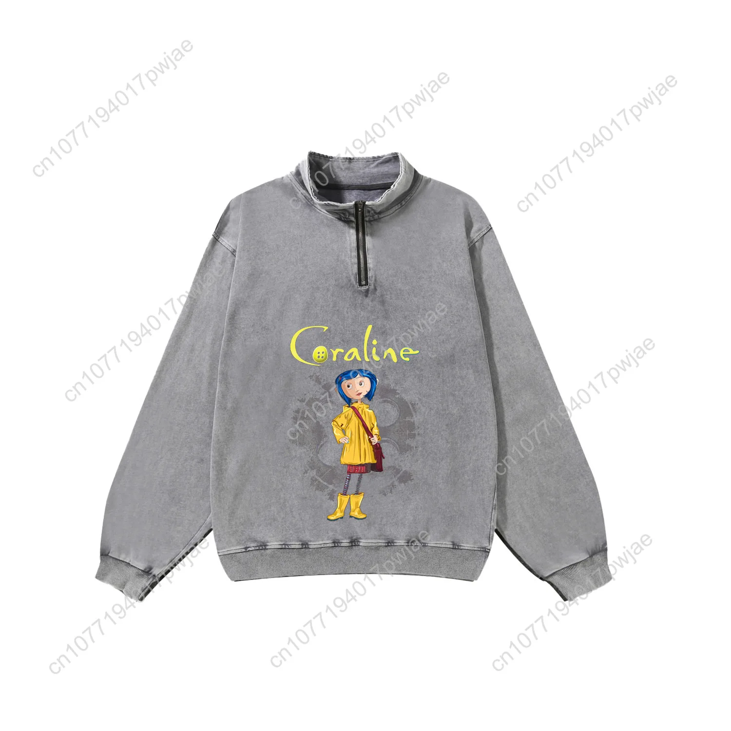 Coraline cartoon movie Custom Retro Sweatshirt Mans Womans Half Zipper Vintage Sweat Shirt Photo Custom Made Tops