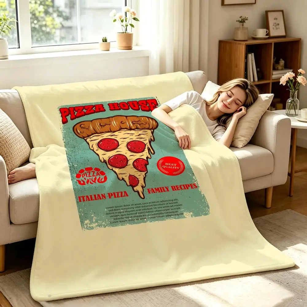 Brand P-Pizza H-Hut Throw Soft Warm Flannel Throw Blanket, Multi-use for Sofa Bed Office Nap