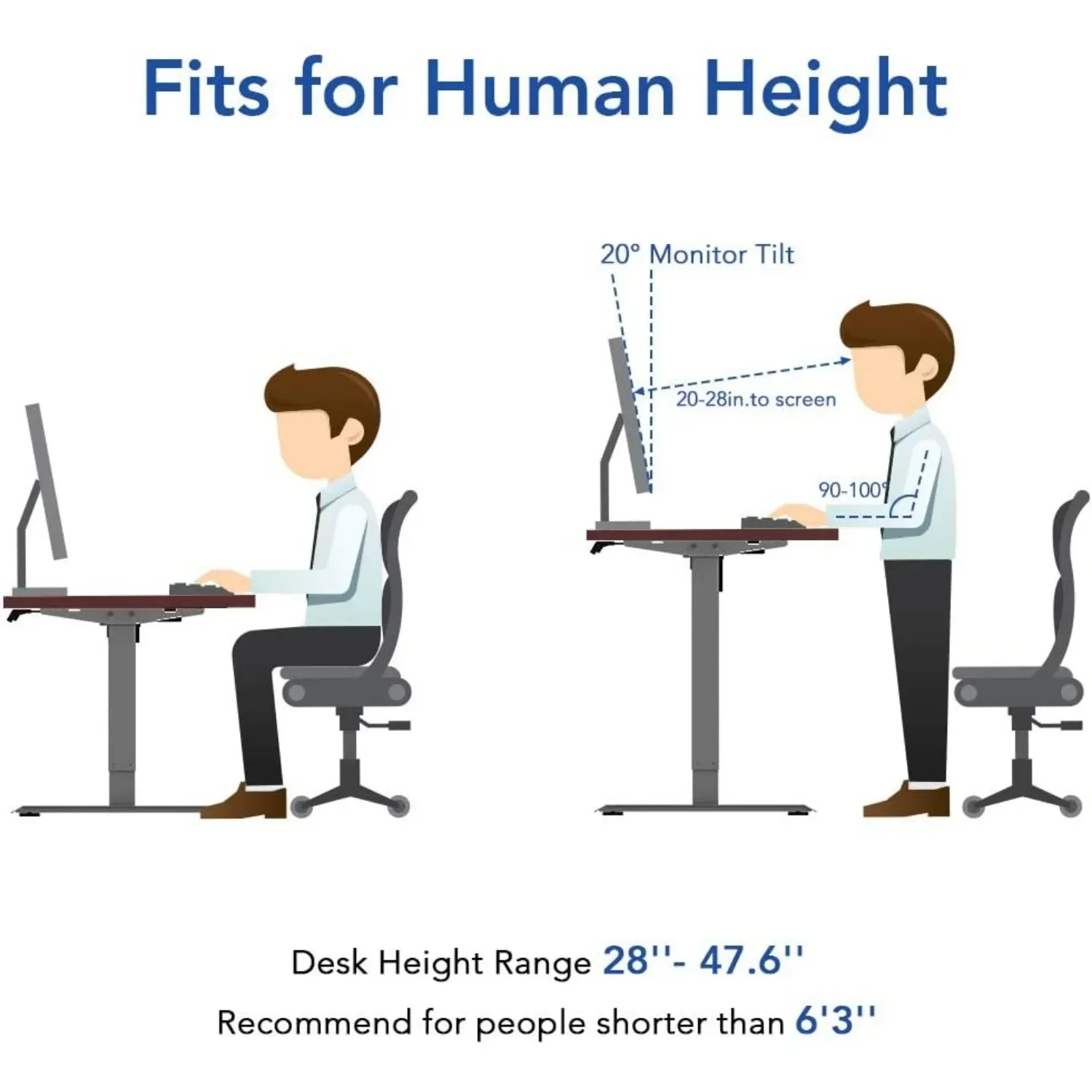 One-Piece Standing Desk 60 x 24 Inches Height Adjustable Electric Desk