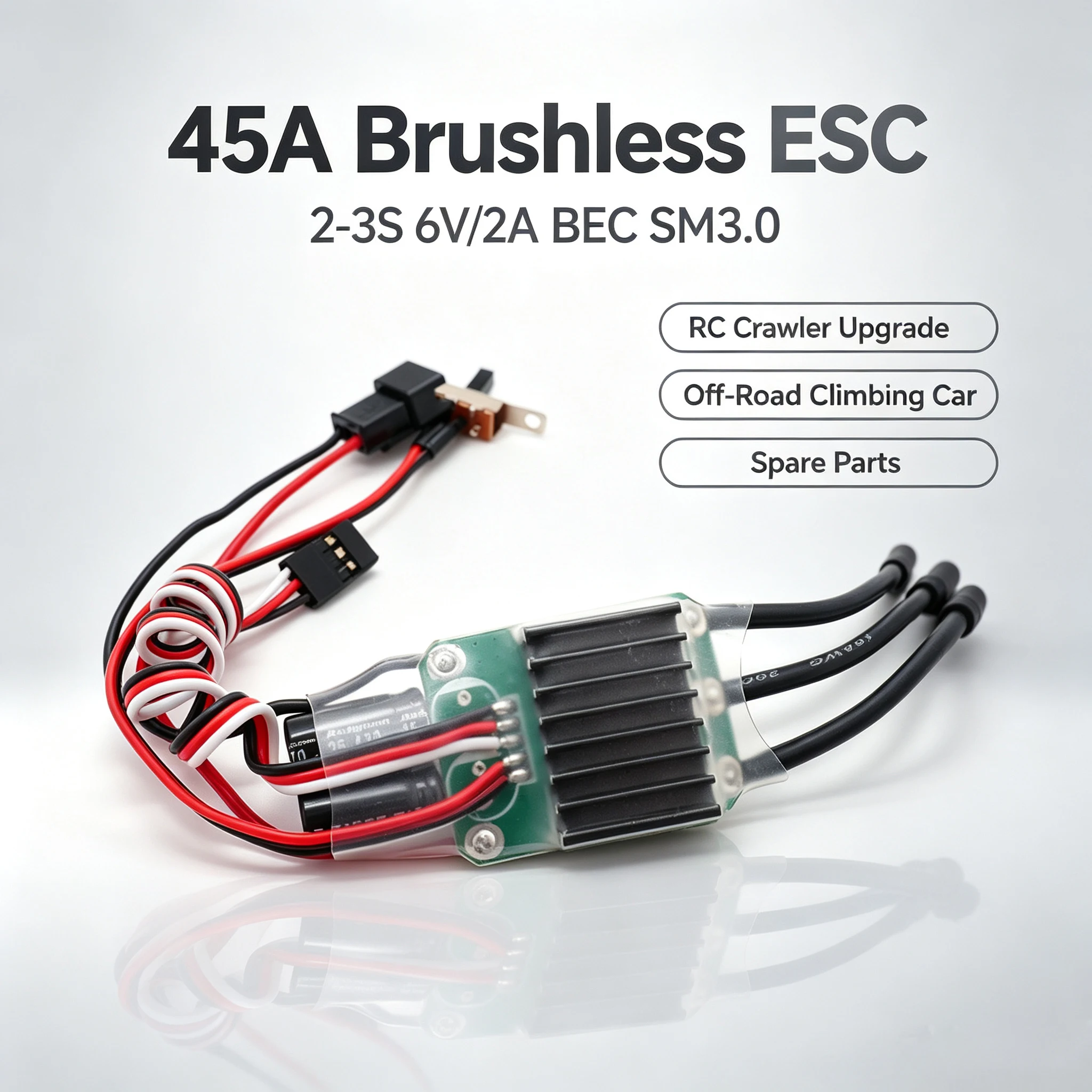 esc-brushless-45a-2‑3s-bec-6v-2a-sm30-para-mn82-mn99s-mn78-rc-crawler-off‑road-climbing-car-pecas-de-reposicao-para-upgrade