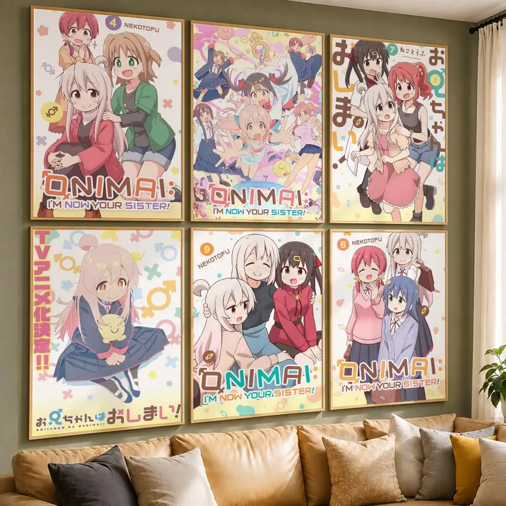 Comedy Anime O-Onimai: I'm Now Your Sister!S Poster Vintage Retro Anime Poster Stickers Peel and Stick Wall Art Home Decor