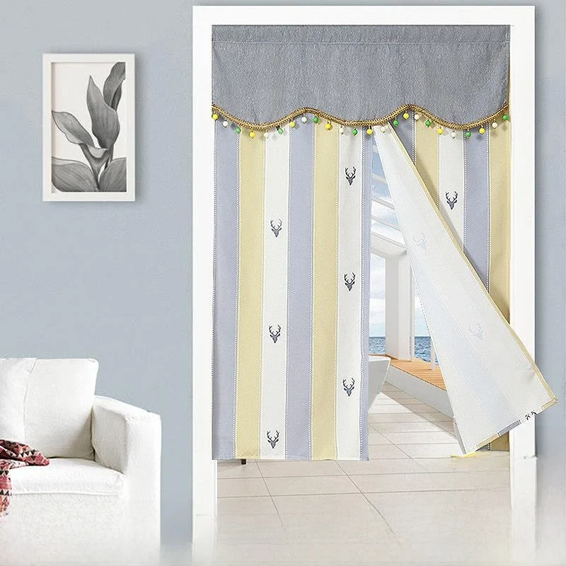 Home Use Fabric Door Curtain Kitchen Partition Semi-Height Room Divider Bathroom Bedroom Decor Living Room Blocking Pull Curtain