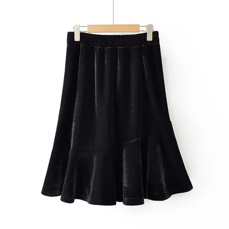 XXXXL موضة حجم كبير ملابس النساء حورية البحر التنانير الشتاء الدافئة الصوف وسميكة أنيقة منتصف طول قيعان 460