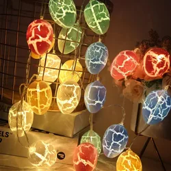 Easter Colorful Crack Eggs Light Strings Pastel Lights for Easter Party Indoor Decor Egg Shaped Lantern String Bunny Easter Deco