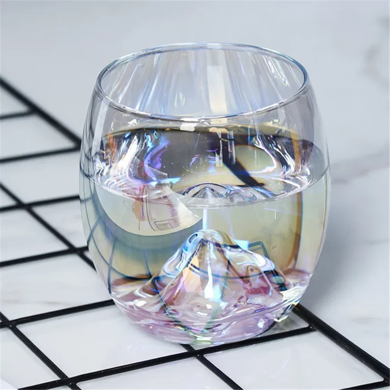 300ml Rainbow Glass Cup Creative Teardrop Lead-free Whiskey Glass Breakfast Milk Tea Coffee Juice Cup Home Office Drinking Glass