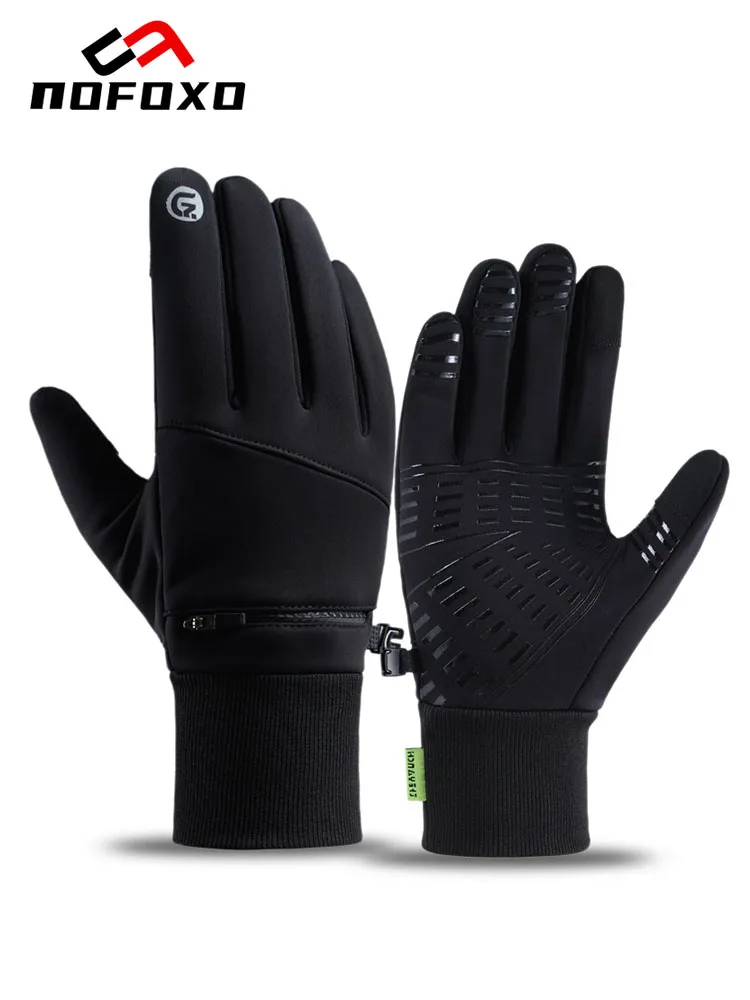 AliExpress nofoxo NOFOXO Windproof Cycling Touch Screen Gloves Winter Warm Full Fingers Non-slip Outdoor Sports Running Motorcycle Running Gloves