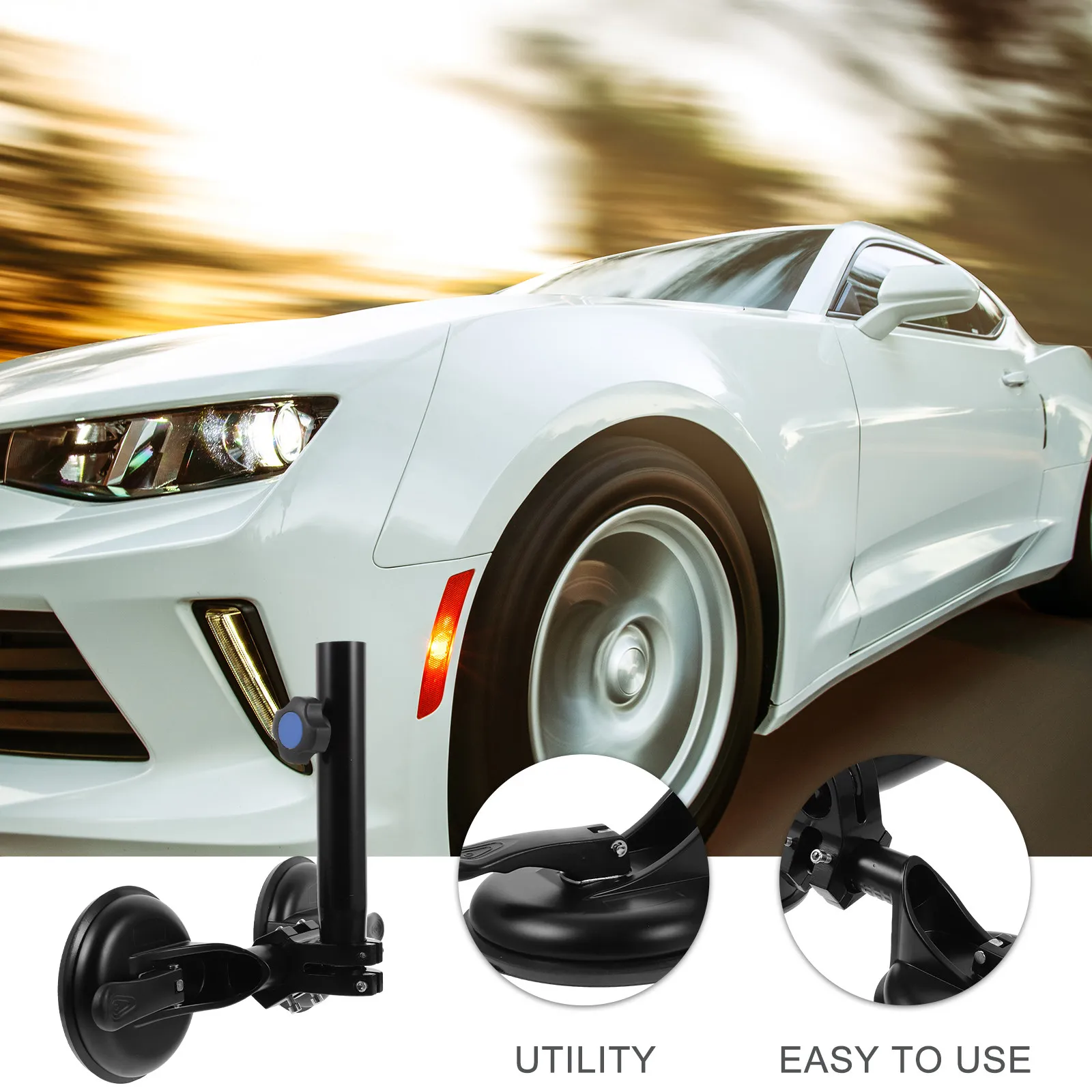 Flag Pole Holder Car Flagpole Bracket Heavy Duty Iron Rubber Material Weather Resistant Flagpole Mount for Vehicle Roof Display