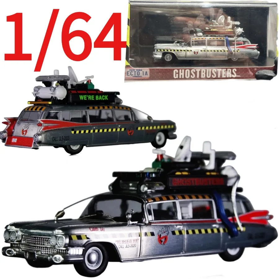 YS Diecast 1:64 Ghostbusters Ecto-1 Gen 2 Car Model, Clear Coating, Play Vehicles Collectible Model Cars Toys for Boys Gift