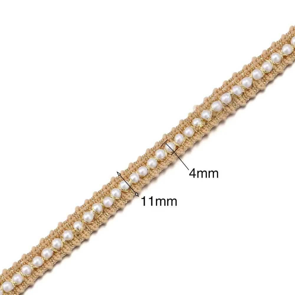 2yard/lot DIY Sewing Pearl Bead Lace Ribbon Dress Skirt Sewing Solid Color Fabric Trim Ribbons Handmade Wrapping Gift Ribbons