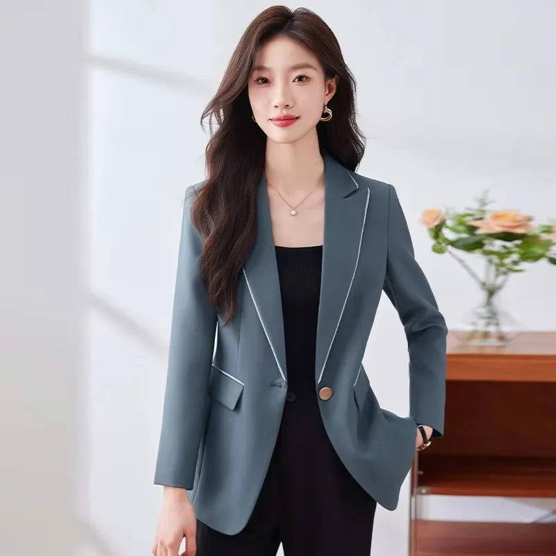 Lnsozkdg Casual All-match Korean-style Women's Jacket 2024 Spring Autumn New Simple One-button Blazer Elegant Business Suit Top