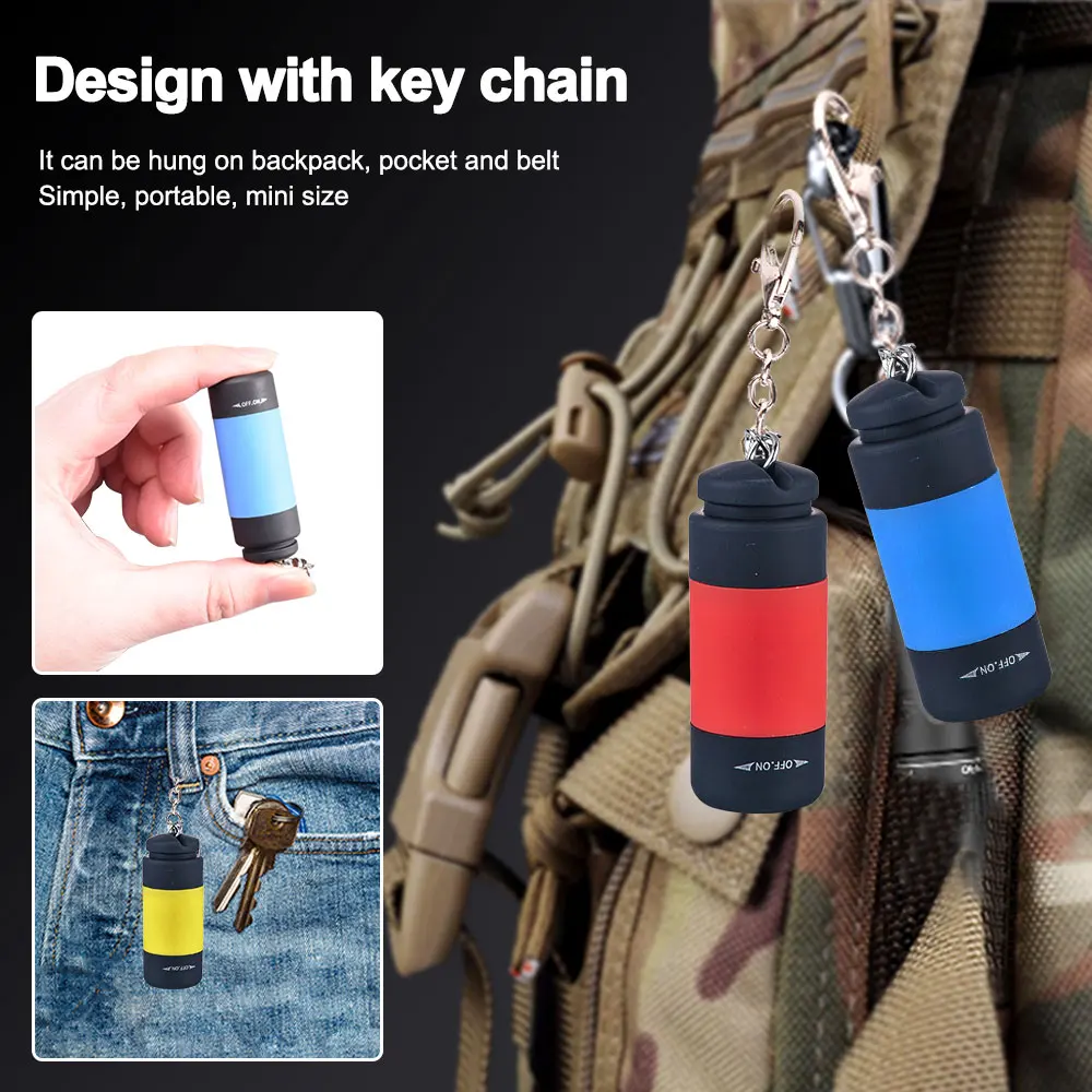 Super Tiny Mini Torches Keychain LED Flashlight USB Rechargeable Waterproof EDC Light Small Key Ring Hiking Camping Pocket Torch