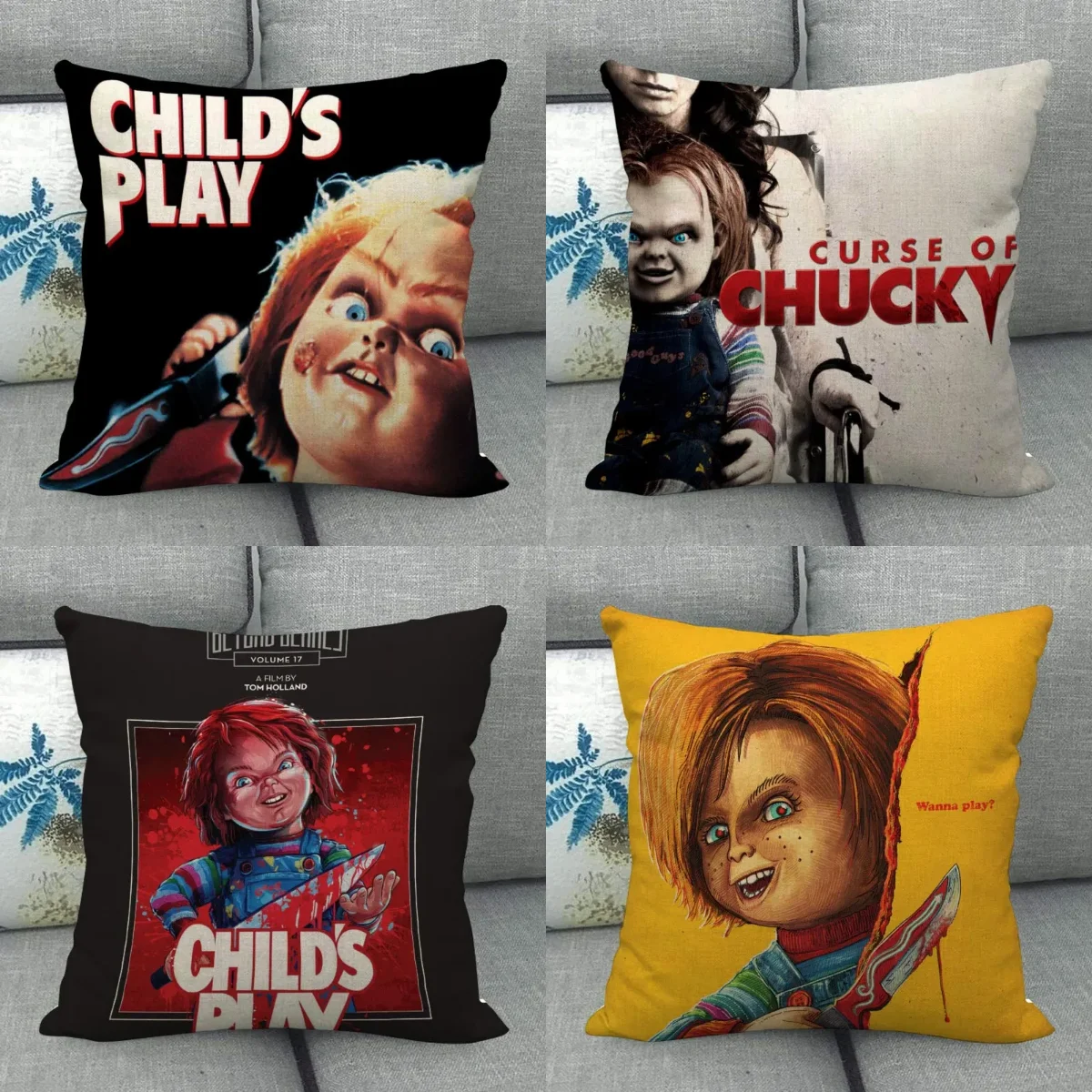 45X45cm Chucky Pillowcase Square Zipper Cotton Linen Pillow Cases Bedroom Home Office Decorative Pillowcase WJY12.25