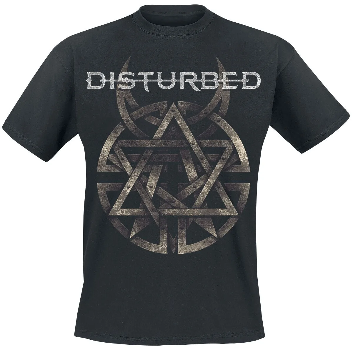 Disturbed Hexagram Symbol Unisex T-shirt Vintage Metal Print Casual Tee
