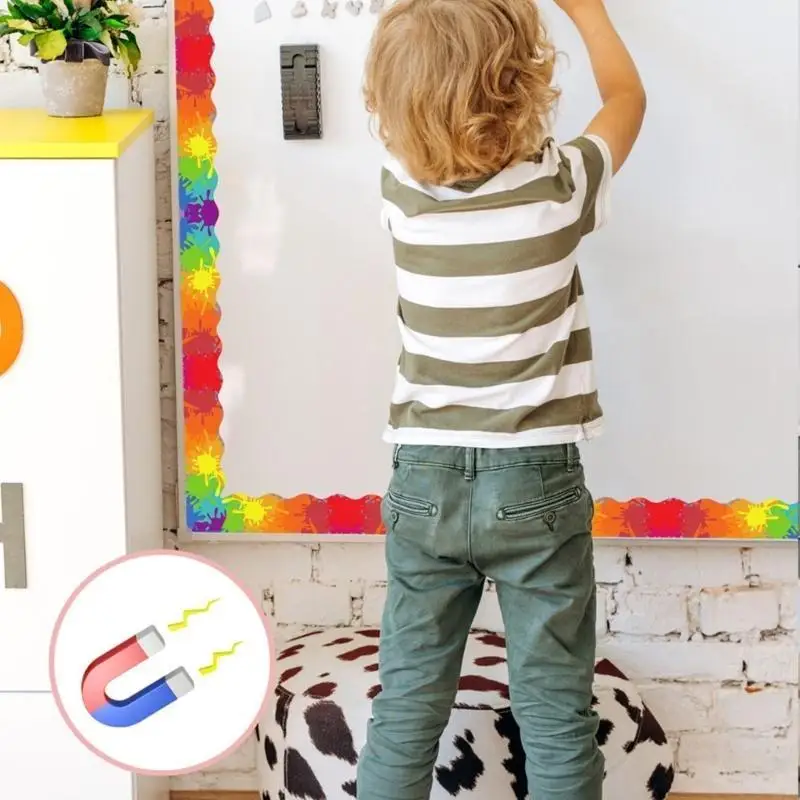 

12Pcs Bulletin Board Border Trim Rainbow Border Trim for Classroom Office Chalkboard Whiteboard Decoration