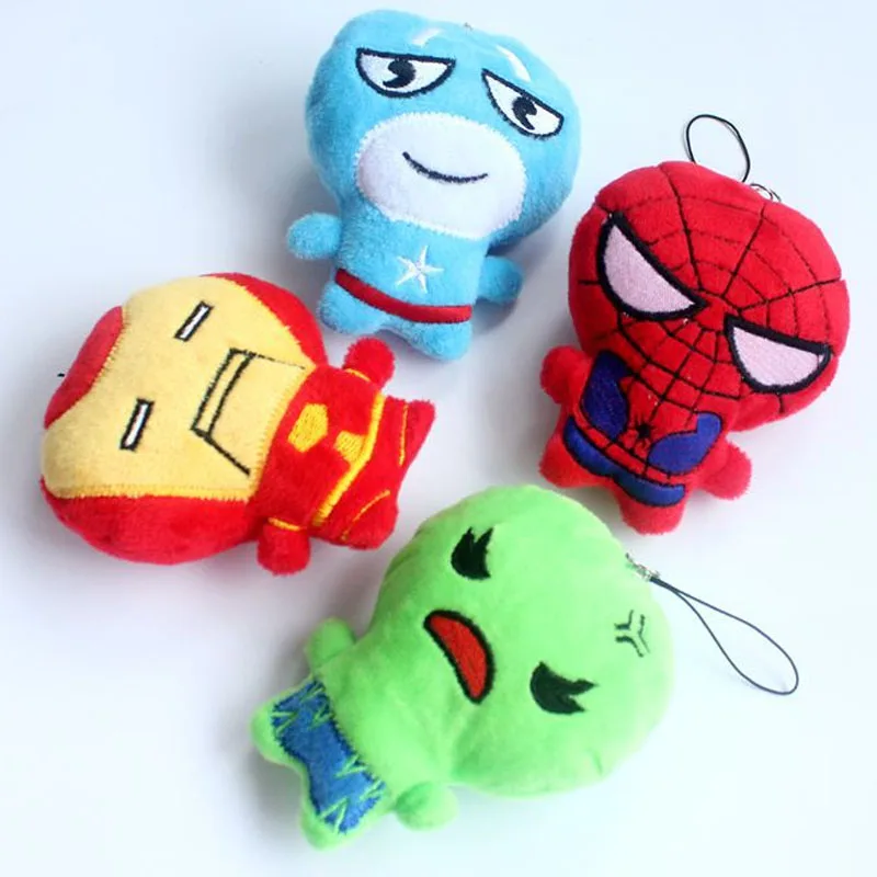 Dc Avengers Spider Man Iron Man Q Edition Cartoon Plush Toy Anime Hero Character Doll Pendant Keychain Boys Gift Peripheral