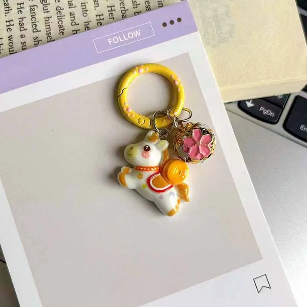 Cute Horse Year Keychain Little God of Wealth Traditional Cartoon Horse Bag Pendant Zodiac Horse Chinese Style New Year Keyring