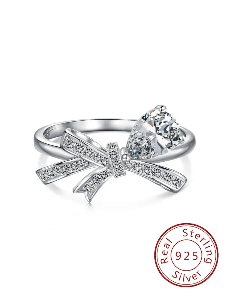 925 Sterling Silber Mode Schmetterling Knoten Wasser Tropfen Zirkon Ring Für Frauen, Verlobung, Hochzeit Luxus Hohe Qualität Edlen Schmuck