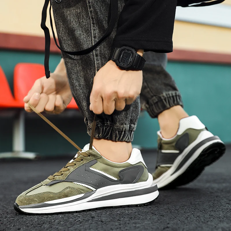 Retro Green Men's Fashion Sneakers Running Platform Men Sneakers Street Chunky Trainers Men Casual Sport Shoes basket homme 2025