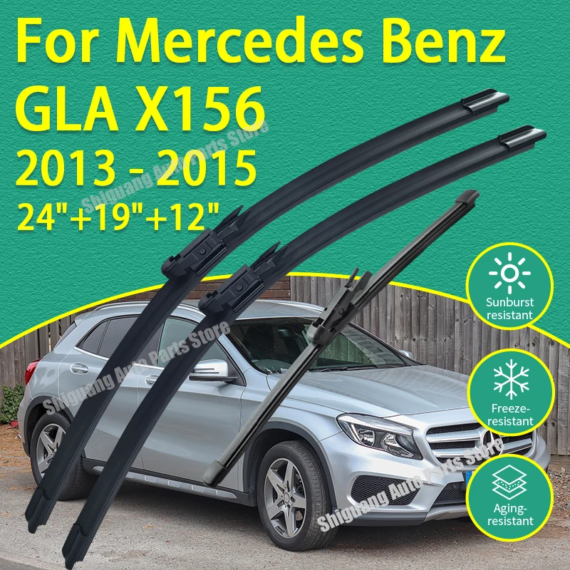 

Front Rear Silicone Coating Wipers for Mercedes Benz GLA X156 2013 - 2015 24"+19"+12" Car Wiper Windshield Windscreen Blades