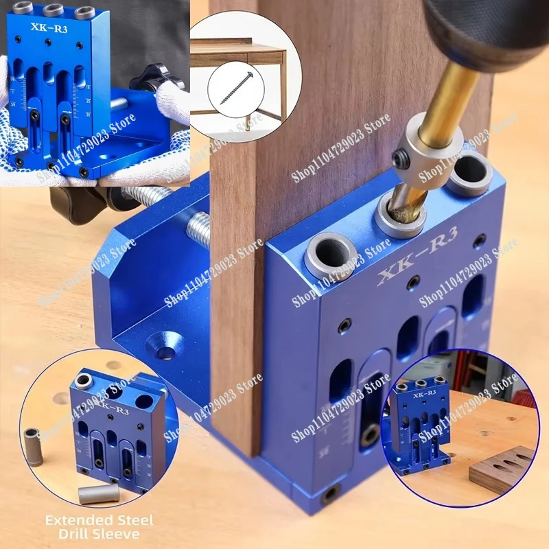 DIY Drilling Guide with Three 9.5mm Holes Aluminum Portable Slant Bag Hole Screw Clamp