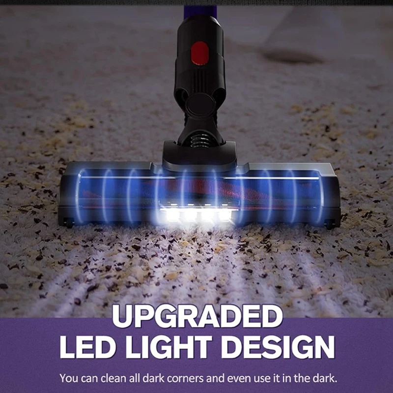 A86I-Para aspiradores Dyson V15 V8 V7 V10 V11, acessório para piso de madeira, cabeça de escova de rolo macio com luz LED