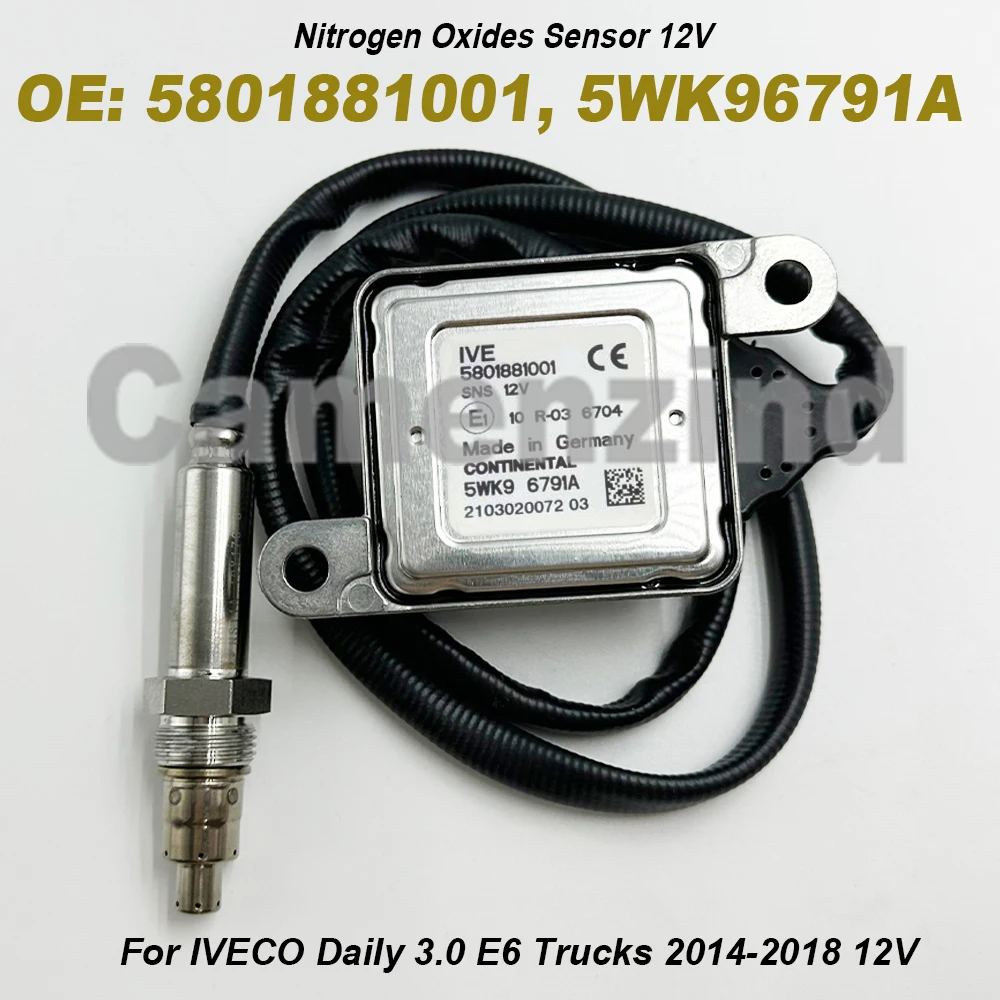NEUER Stickstoffoxid-Sensor NOX-Sensor 5801881001 5WK96791A 5WK9 6791A für IVECO Daily 3.0 E6 Trucks 2014–2018 12 V hohe Qualität