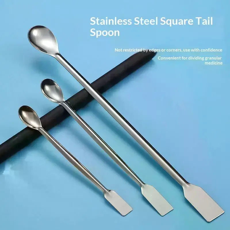 Stainless Steel Double-ended Medicinal Measuring Spoon Smooth Surface No Burr for Pharmacy Lab Experiment  Measuring