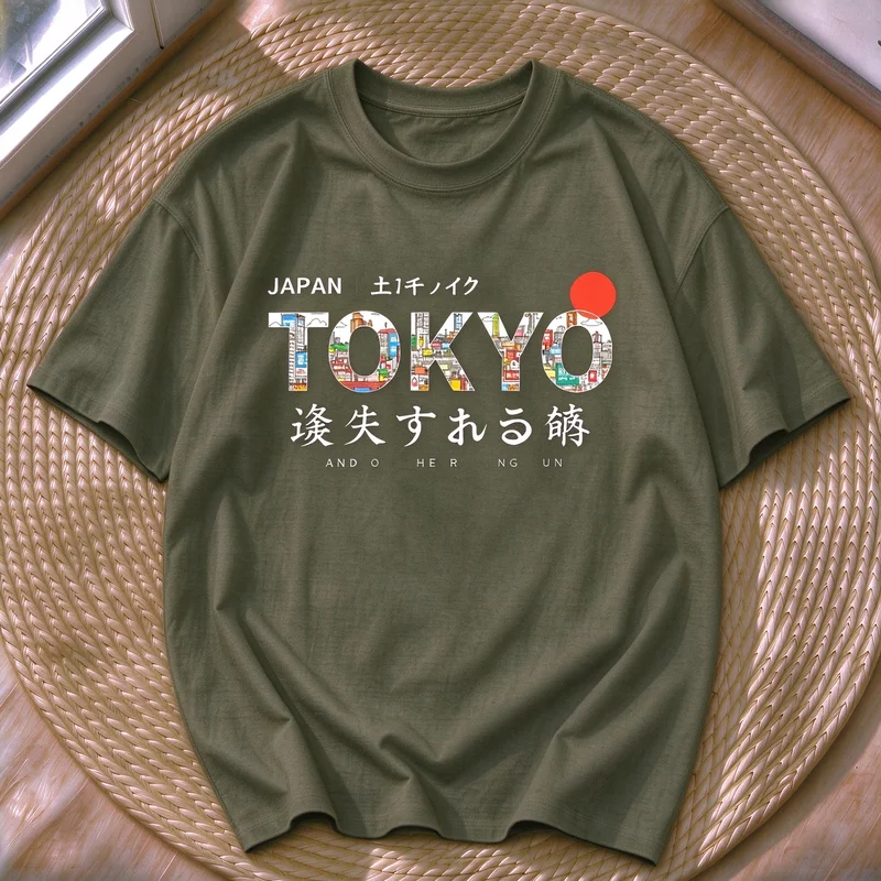 Okyo Cityscape Letter Graphic T Shirt Women Japan Street Art Summer 100 Cotton Short Sleeve Casual Unisex Tee Harajuku Y2k Top