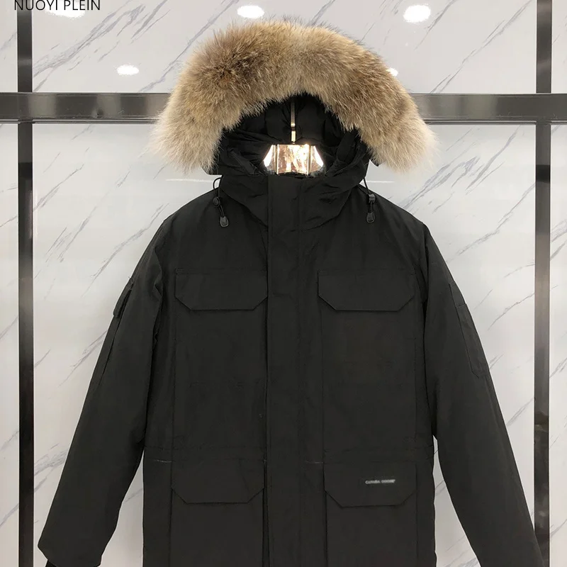 Parka clásica para hombre, chaqueta de plumón canadiense, abrigo de nieve de ganso blanco 95%, 08, 4660M, XS-2XL