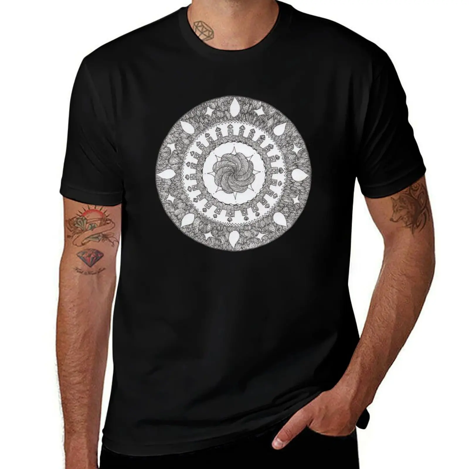 Succulents and Shells Mandala T-Shirt High Elasticity Sports T-Shirt