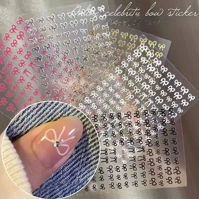 

3D Bow Scrapbook Journal Stickers Japanese Hand Drawn Black White Decals Cute Simple Designs Ins Phone Case Laptop Sticker